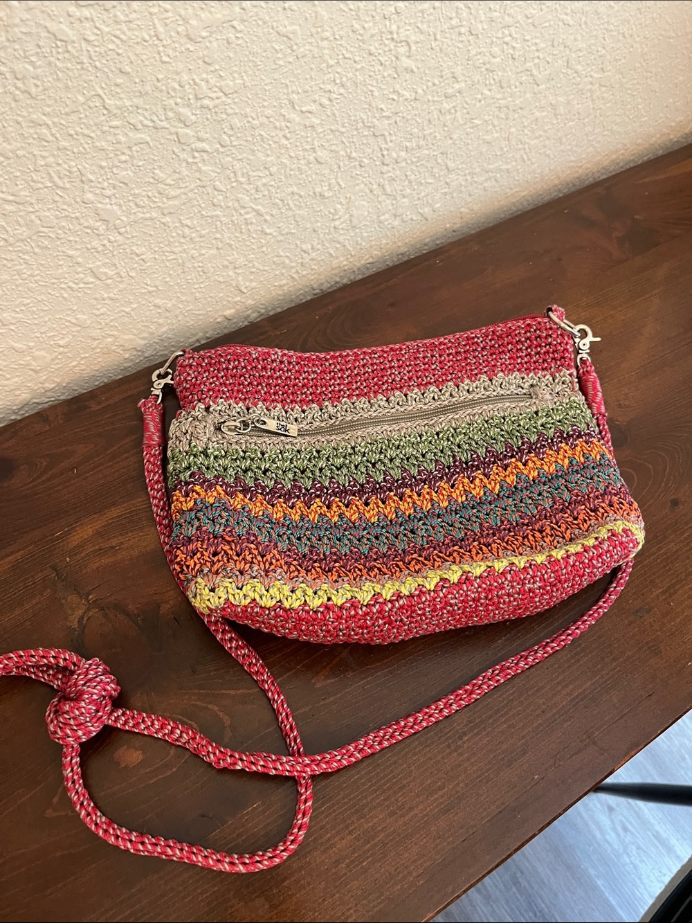 The Sak Handwoven Multicolor Crochet Crossbody Bag - Red
10x7